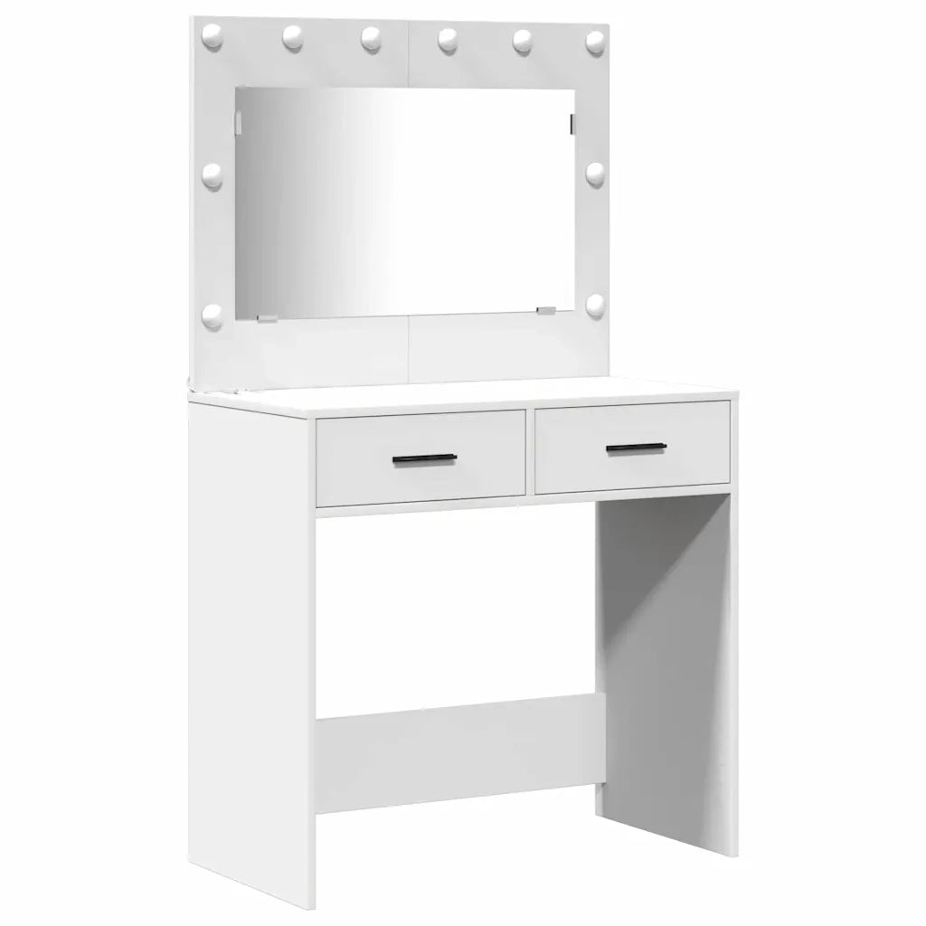 Tavolo da Trucco con cassetto 3 pcs Bianco Legno multistrato 3334209