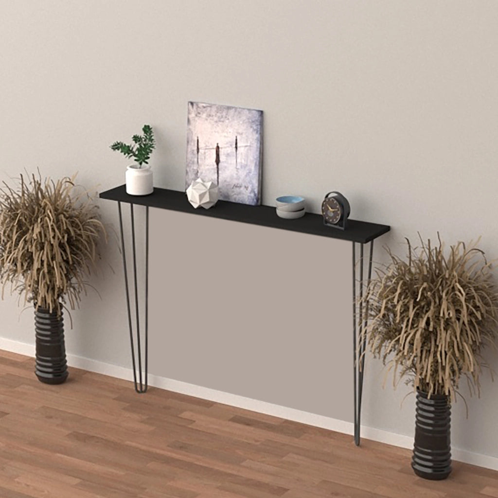 Consolle da Muro Kokemäki con Gambe a Forcina Nero 82 x 80 x 18 cm [en.casa]