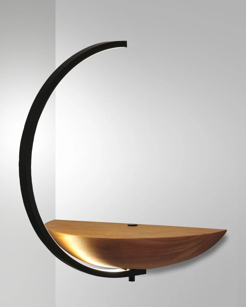 Lampada da Parete Roseg 9,5W LED Integrato 3000K, Struttura in Metallo e Legno Nero, Regolazione Luce al Tocco, IP20 - Roseg