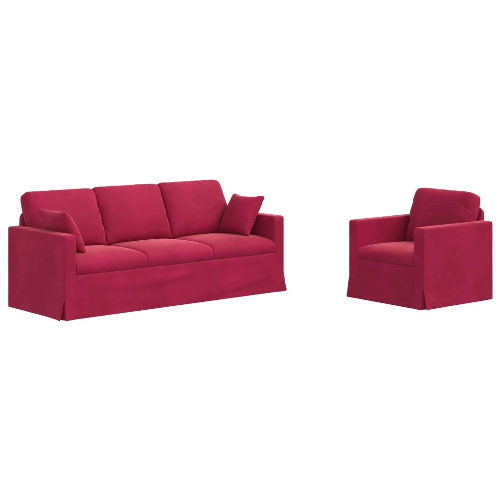Set di divani 2 pcs Rosso Vino 198 x 78 x 80 cm Velluto 3407600