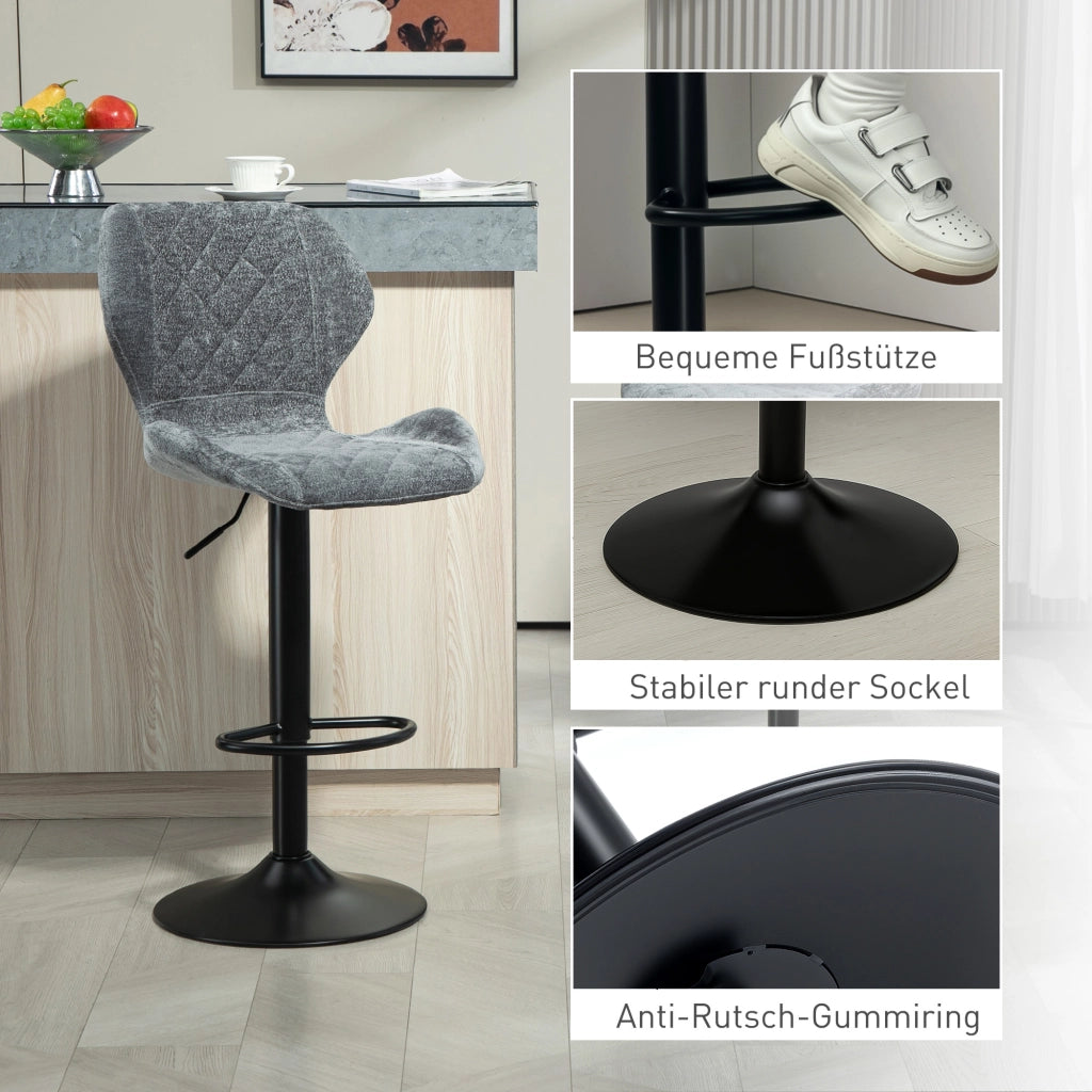 Sgabelli da Bar Regolabili in Altezza con Schienale ¨C Minimal ¨C Grigio