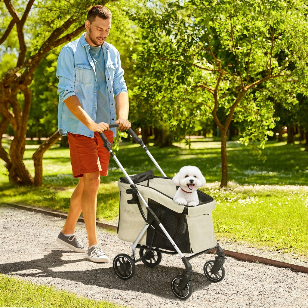 Carrello per Cani Pieghevole ¨C Minimal ¨C Cuscino Lavabile, Grigio