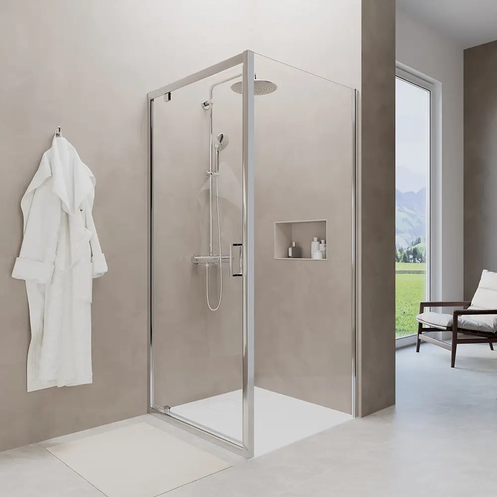 Box doccia 75x80 cm angolare apertura a battente vetro 6mm trasparente | Apulia
