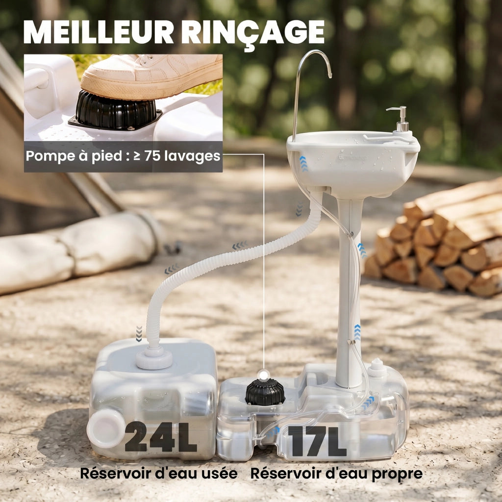 Lavabo Portatile con Ruote ¨C Xylo ¨C Bianco 83x50x103cm