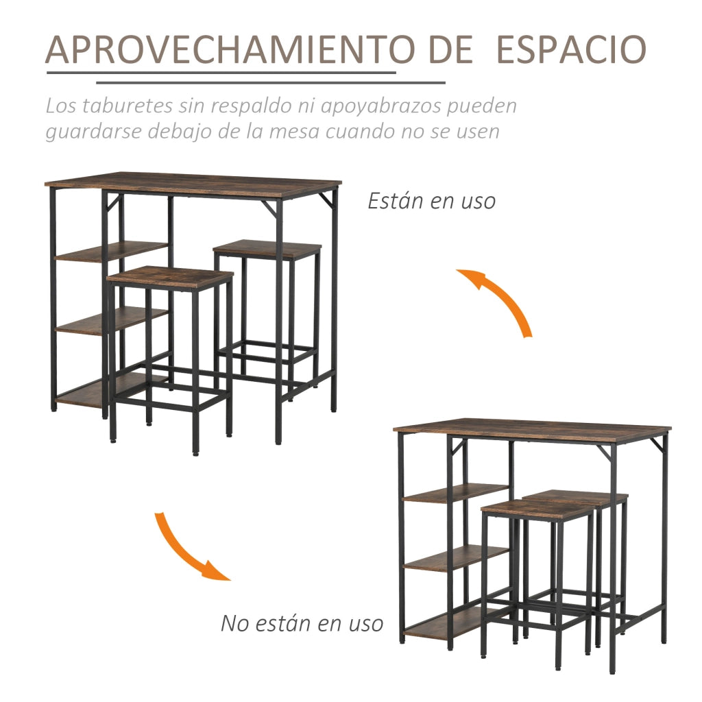 Tavolo da bar con sgabelli ¨C zephmum ¨C 109x60x100 cm marrone r¨²stico