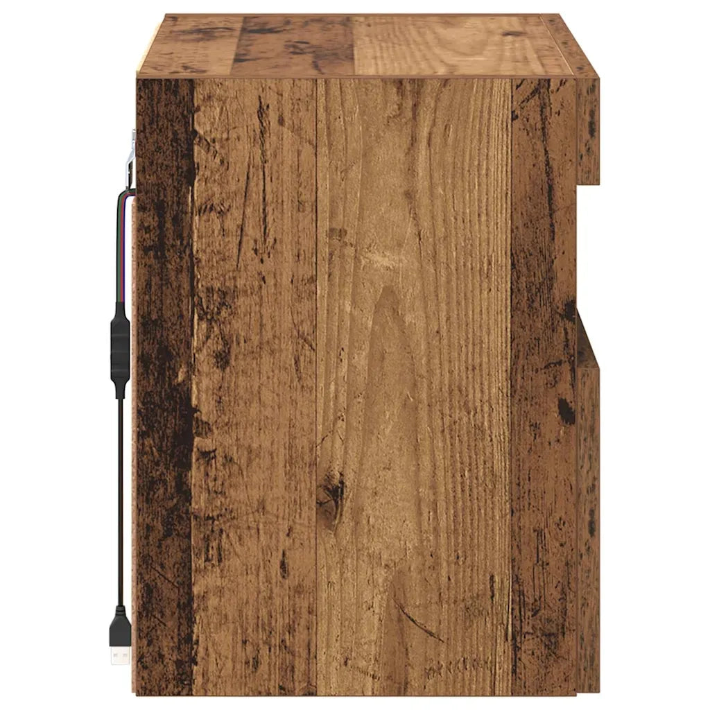Mobile TV da parete con LED Legno vecchio 40 x 30 x 40 cm 882971