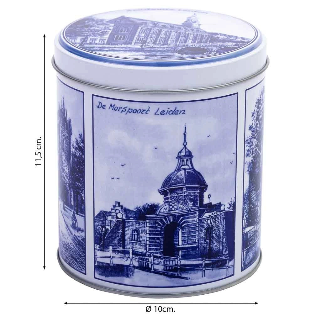 Contenitore in metallo blu e bianco D10x11,5h cm