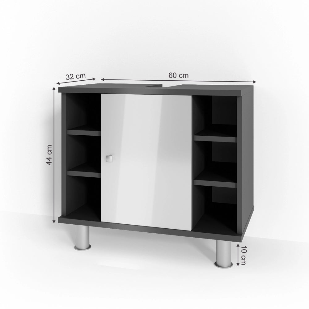 Mobile sottolavabo per bagno Fynn Antracite/Bianco 60 x 54 cm Vicco