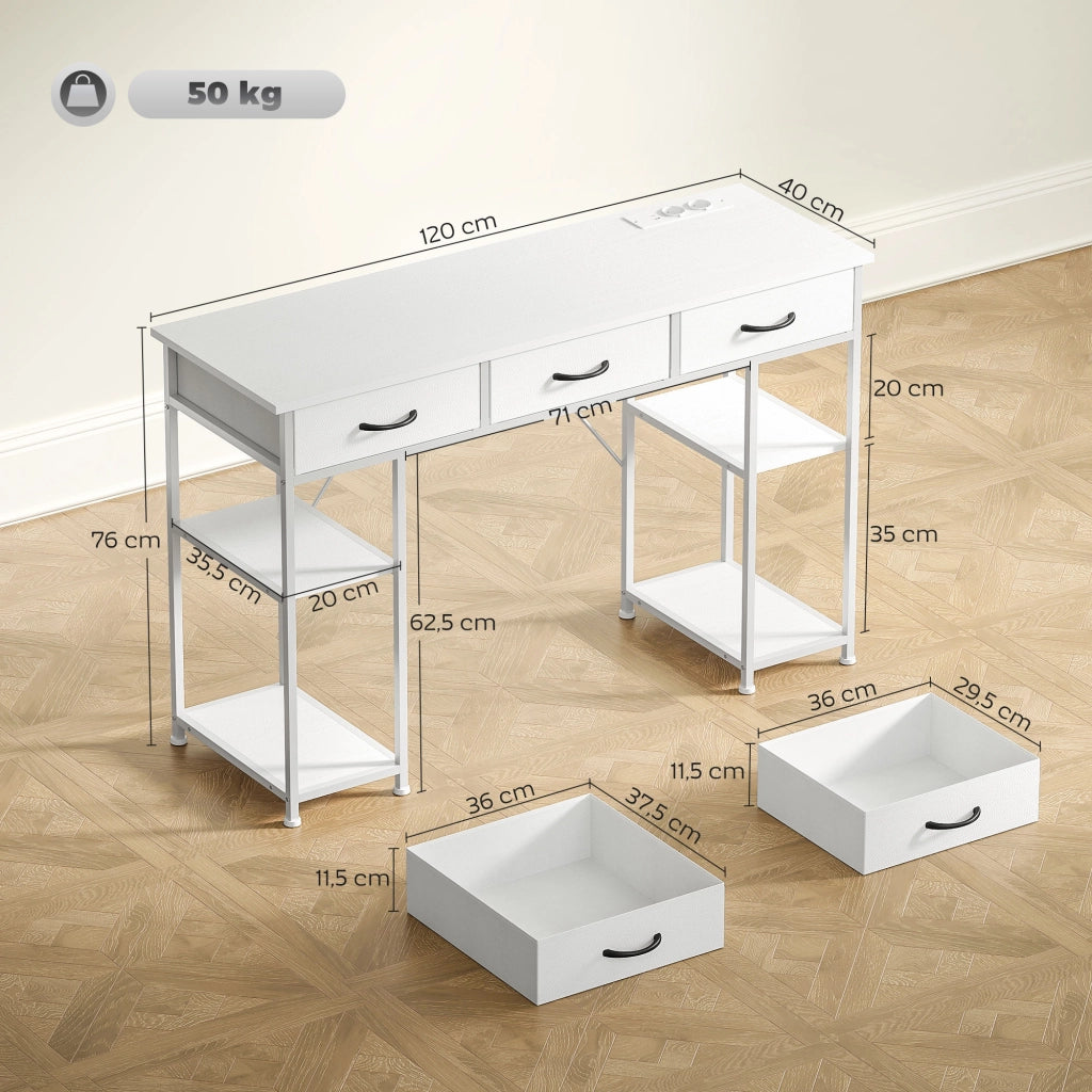 Scrivania con cassetti e ripiani ¨C Minimal ¨C Bianco 120x40x76 cm