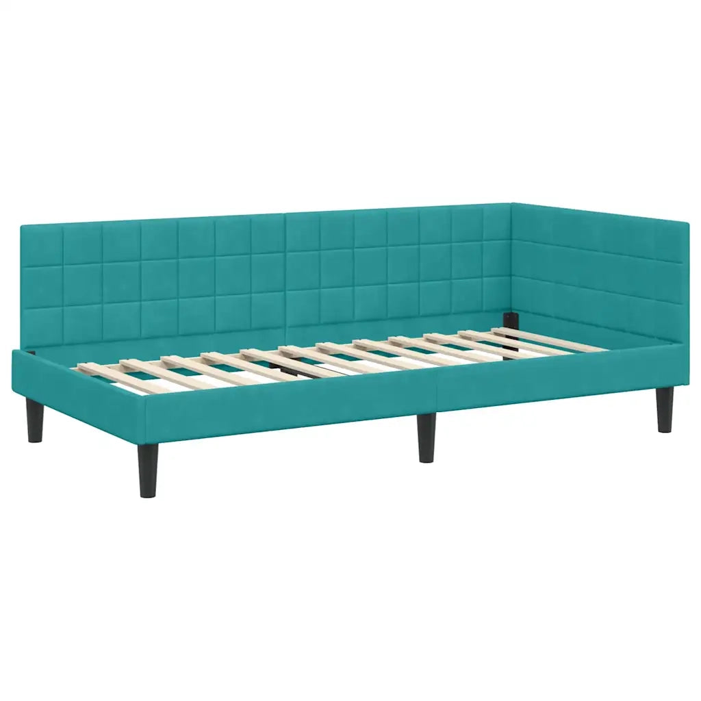 Cornice del letto ad angolo Turchese 90 cm x 200 cm Velluto 42016436