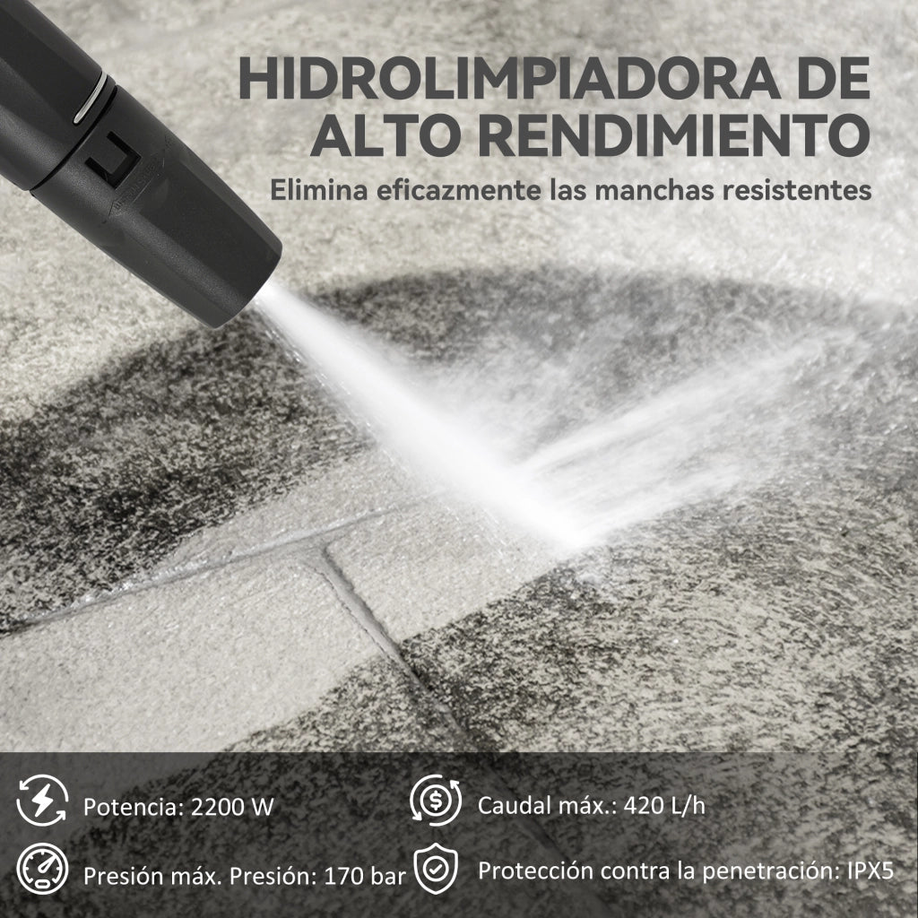 Pulitrice ad Alta Pressione 2200W ¨C zephmum ¨C Verde e Nero 32x32x80 cm