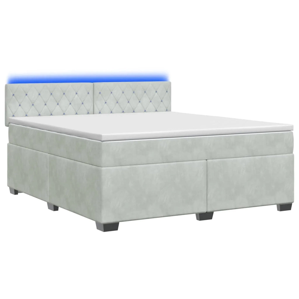 Letto con Box Spring, Materasso e LED Grigio Chiaro Velluto 3452222