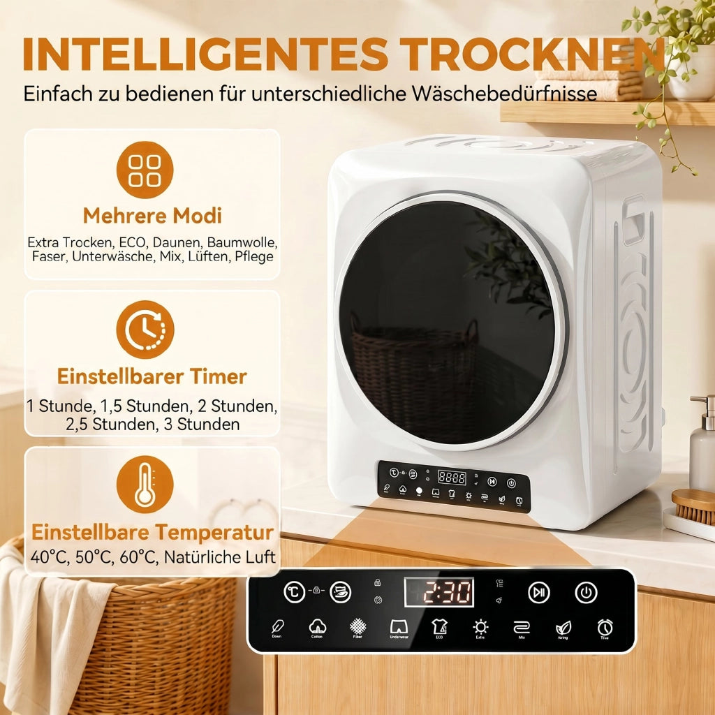 Asciugatrice Compatta a Evacuazione 1000W ¨C Xylo ¨C Bianco con Timer e Modalit¨¤ ECO