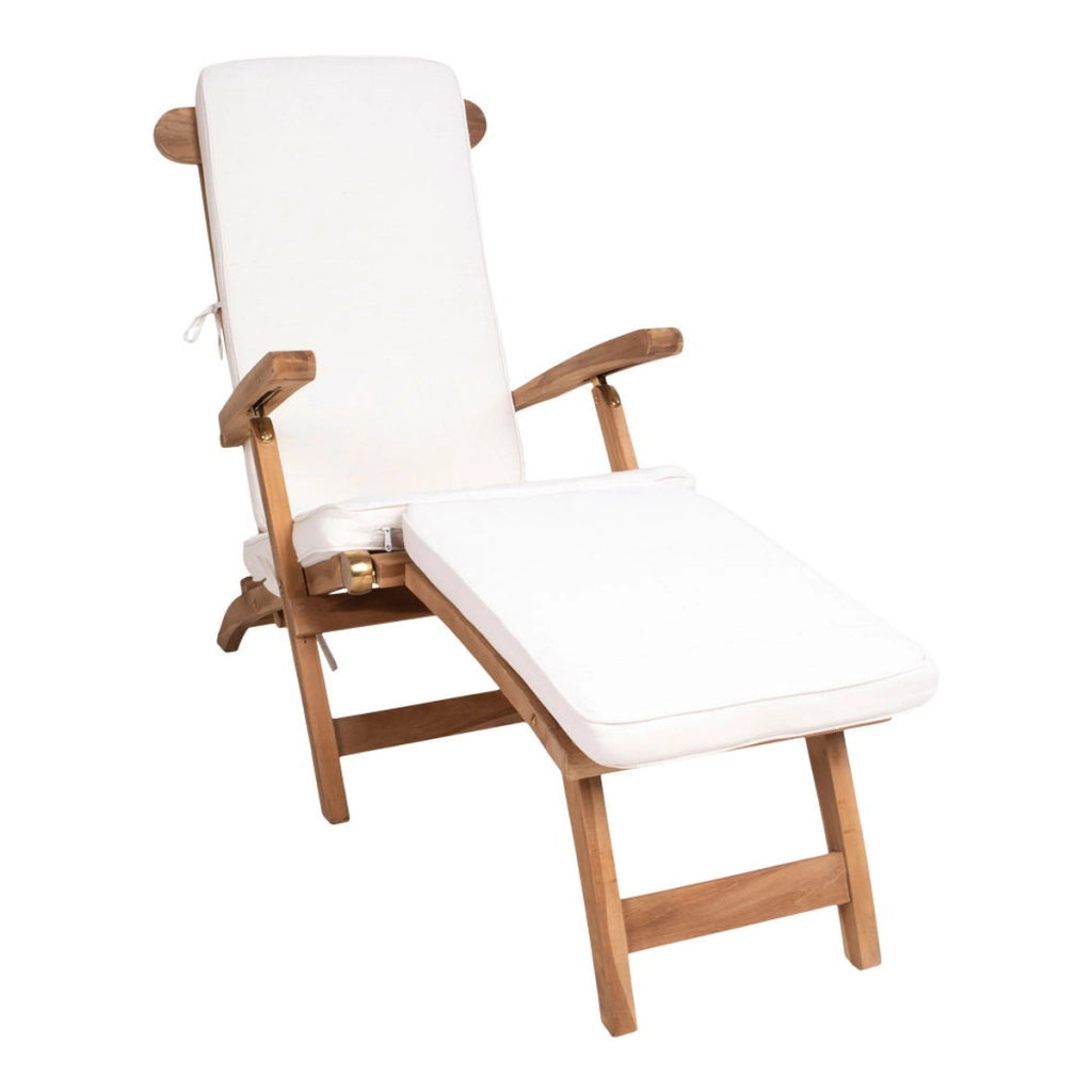 Sdraio Arrecife in teak naturale con cuscino in cotone bianco
