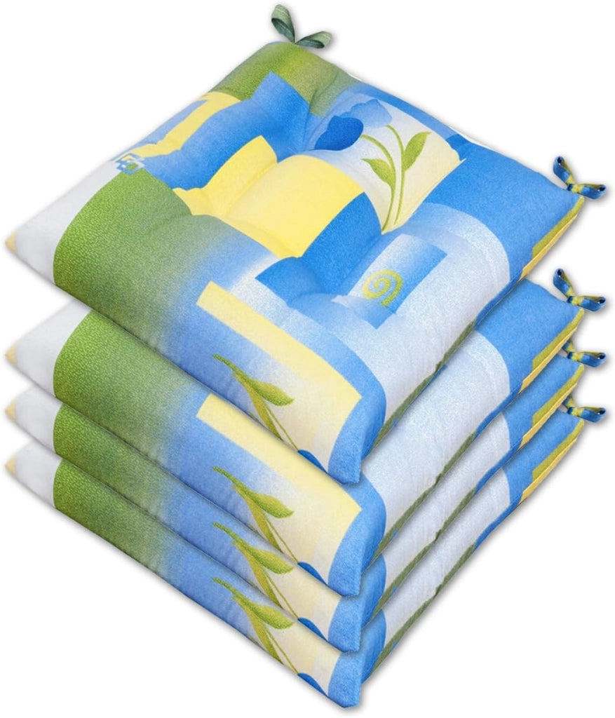 Set 4 Cuscini Sedia Flolerali Morbidissimi Imbottiti Ovatta Universali Cotone Multicolore Lavabile