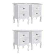 Set di 4 Comodini | Armadio da Notte | Mobiletto da notte con 2 Cassetti in MDF Bianchi