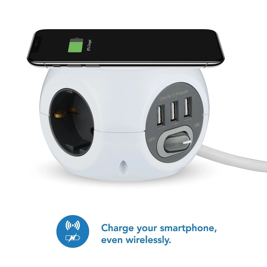 MULTIPRESA MINICUBE 3 SCHUKO 3 USB E CARICATORE