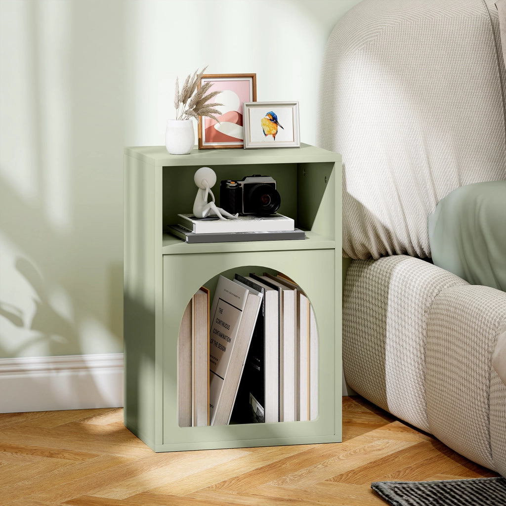 Comodino con 2 compartimenti aperti ¨C Xylo ¨C Verde 40x30x60 cm