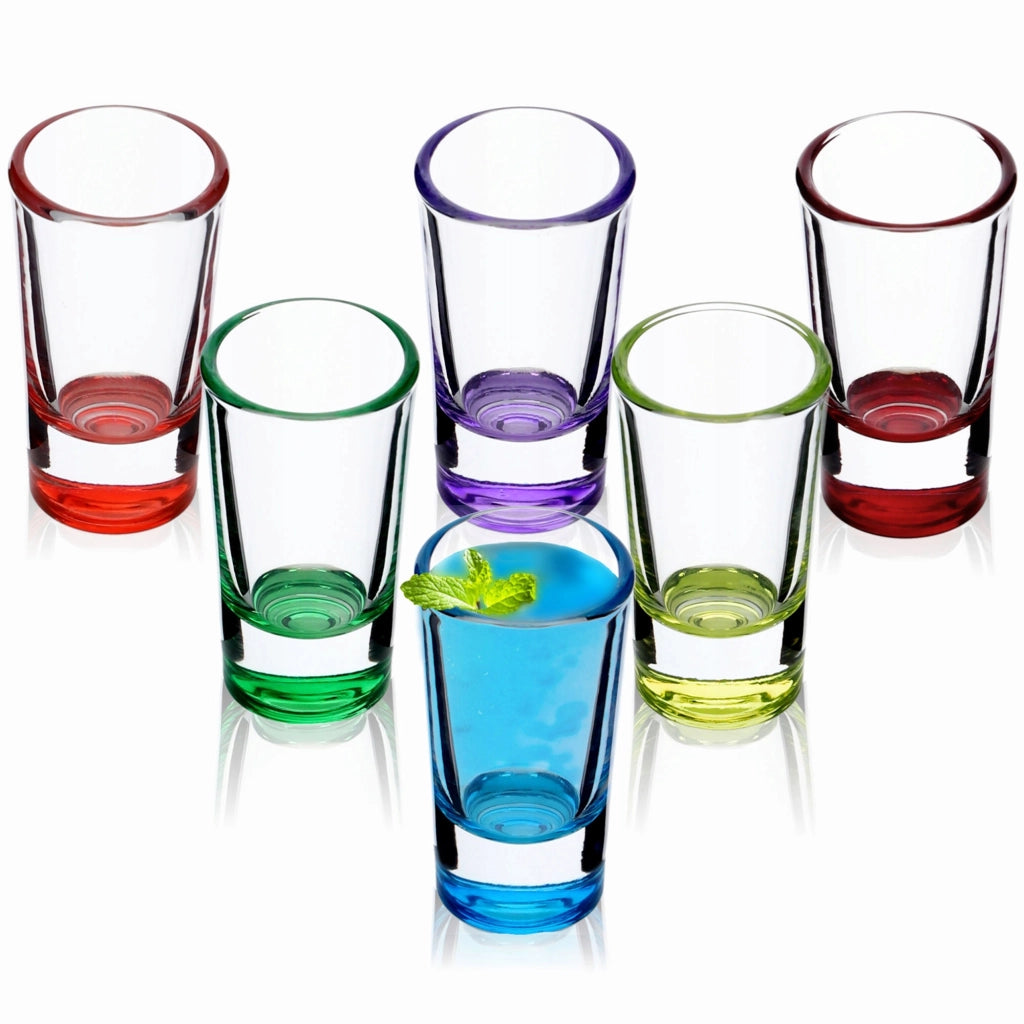 Set di 6 bicchierini da shot di vodka KADAX, colorati, da 28 ml.