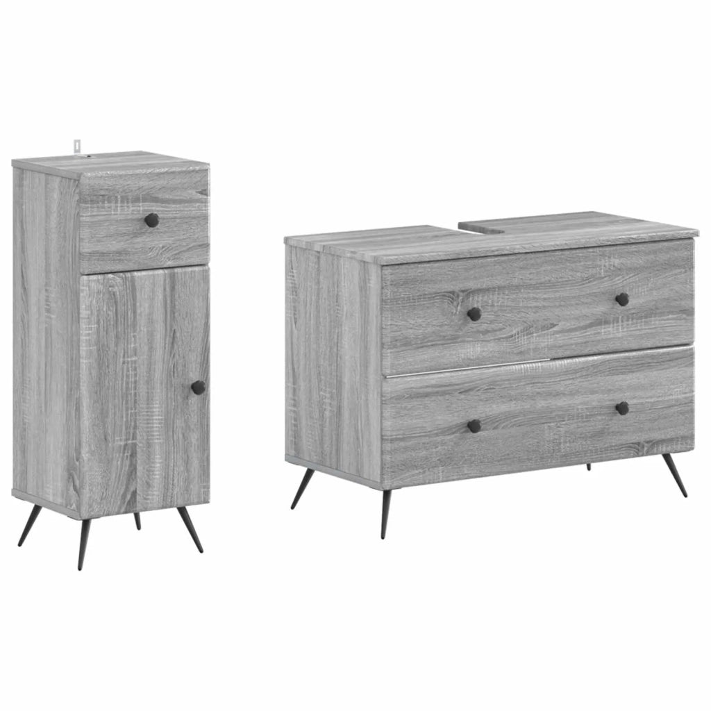 Set di Armadi da Bagno da 2 Pezzi BREDA Sonoma grigio 3417726