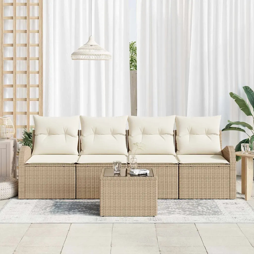 Set Divano da Giardino Beige 55 x 55 x 37 cm polyrattan