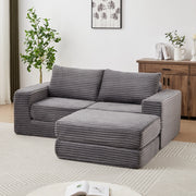 Divano Letto Modulare 2 in 1 con Pouf ¨C MINIMAL ¨C Velluto a Coste, Cuscini Inclusi