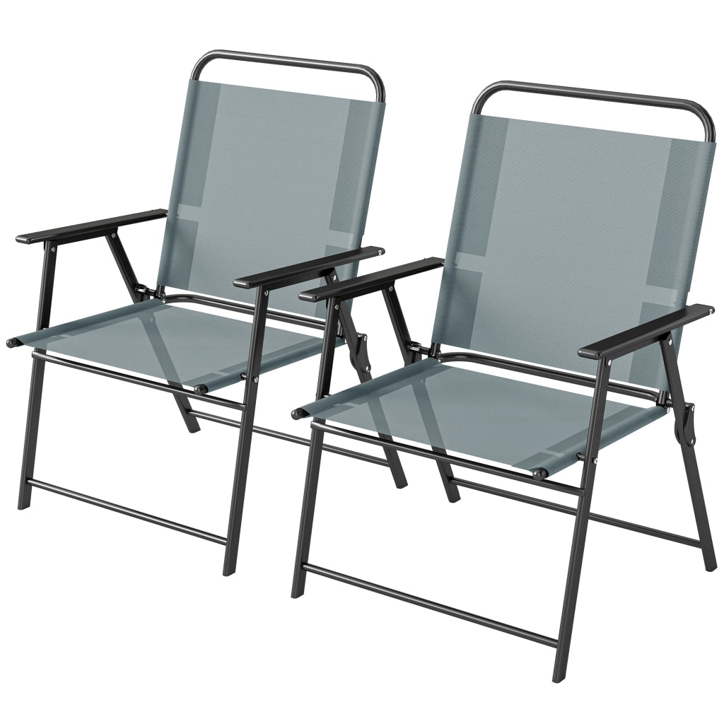 Sedia Pieghevole da Giardino ¨C Minimal ¨C Grigio, Set di 2