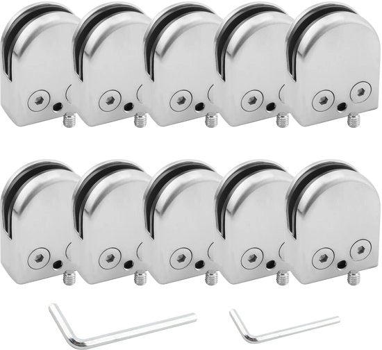 Glassegniture in acciaio inox 304, 10 pezzi, adattabili, per vetrine, inclusi accessori di montaggio