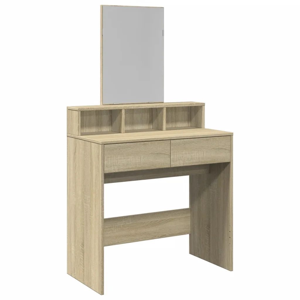 Toeletta | Tavolo da Trucco con Specchio Rovere Sonoma 80x41x144,5 cm
