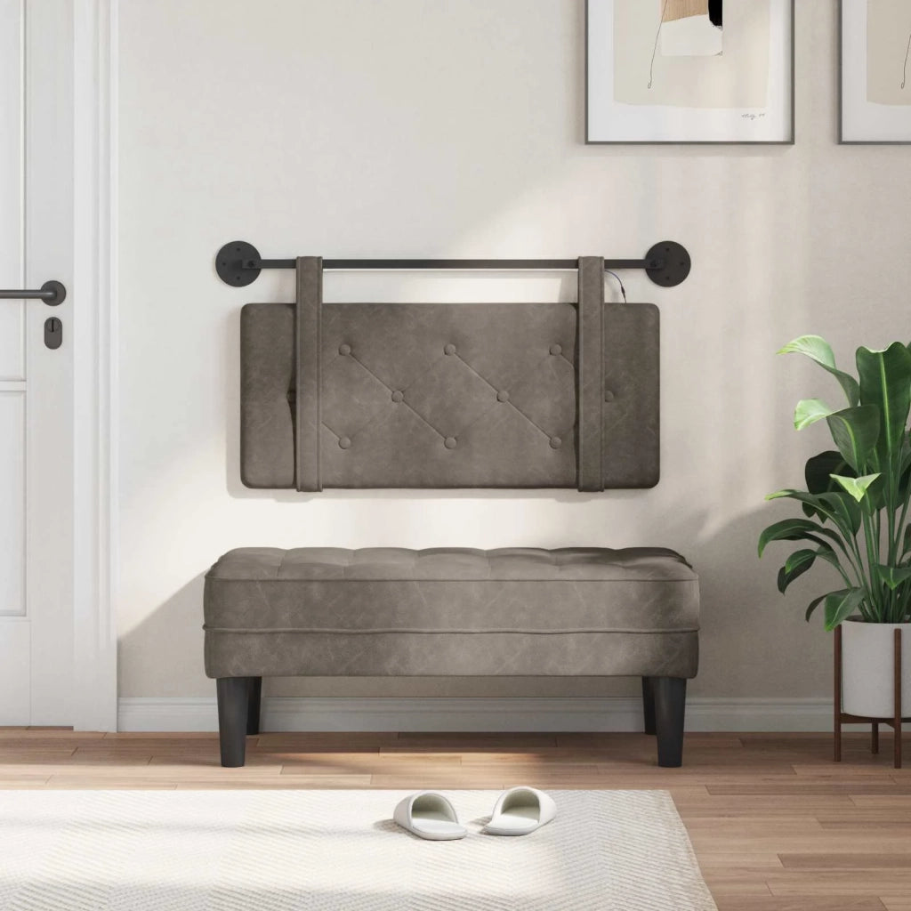 Testiera | Testata sospesa Con luce LED Grigio PU Antico