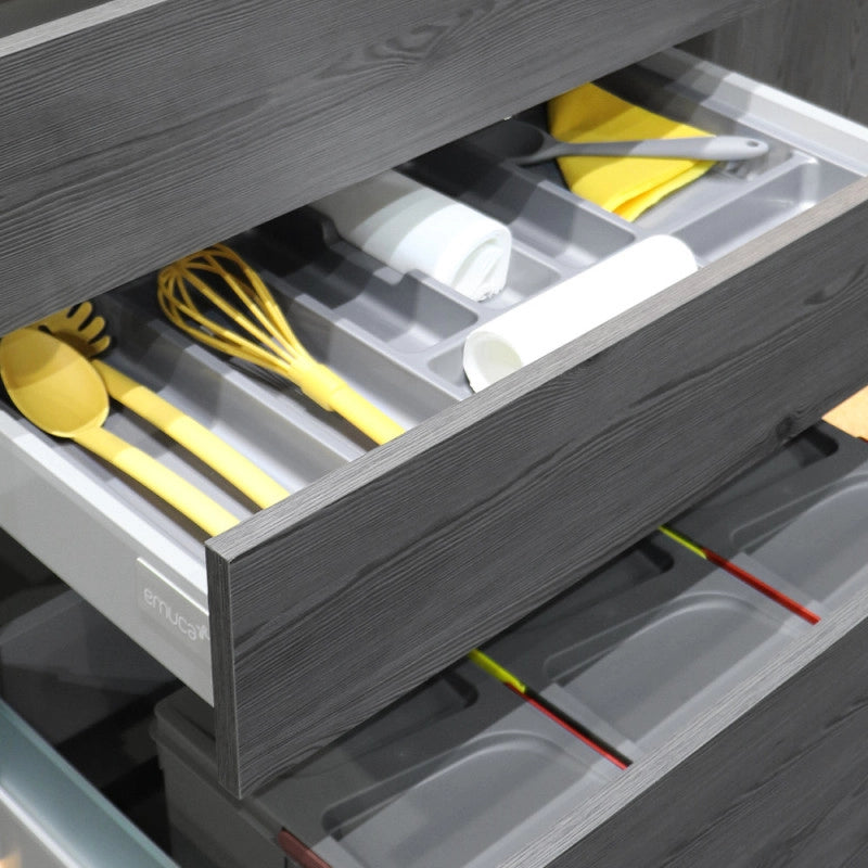Contenitori per cassetti da cucina Recycle con coperchio anti-odore, Altezza 266, 1x15 lt, Grigio antracite Tecnoplast..