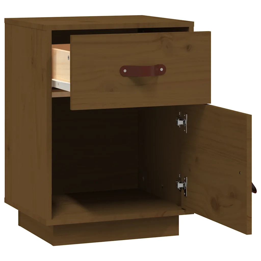 Comodino-Tavolino da notte ambra 40x34x55 cm in Legno Massello di Pino