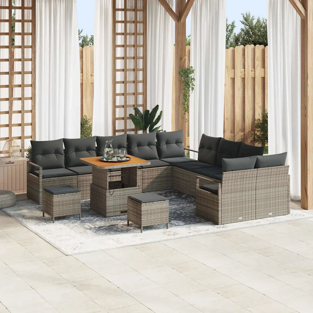 Set Divano da Giardino con cuscino 13 pcs Grigio polyrattan 3362583