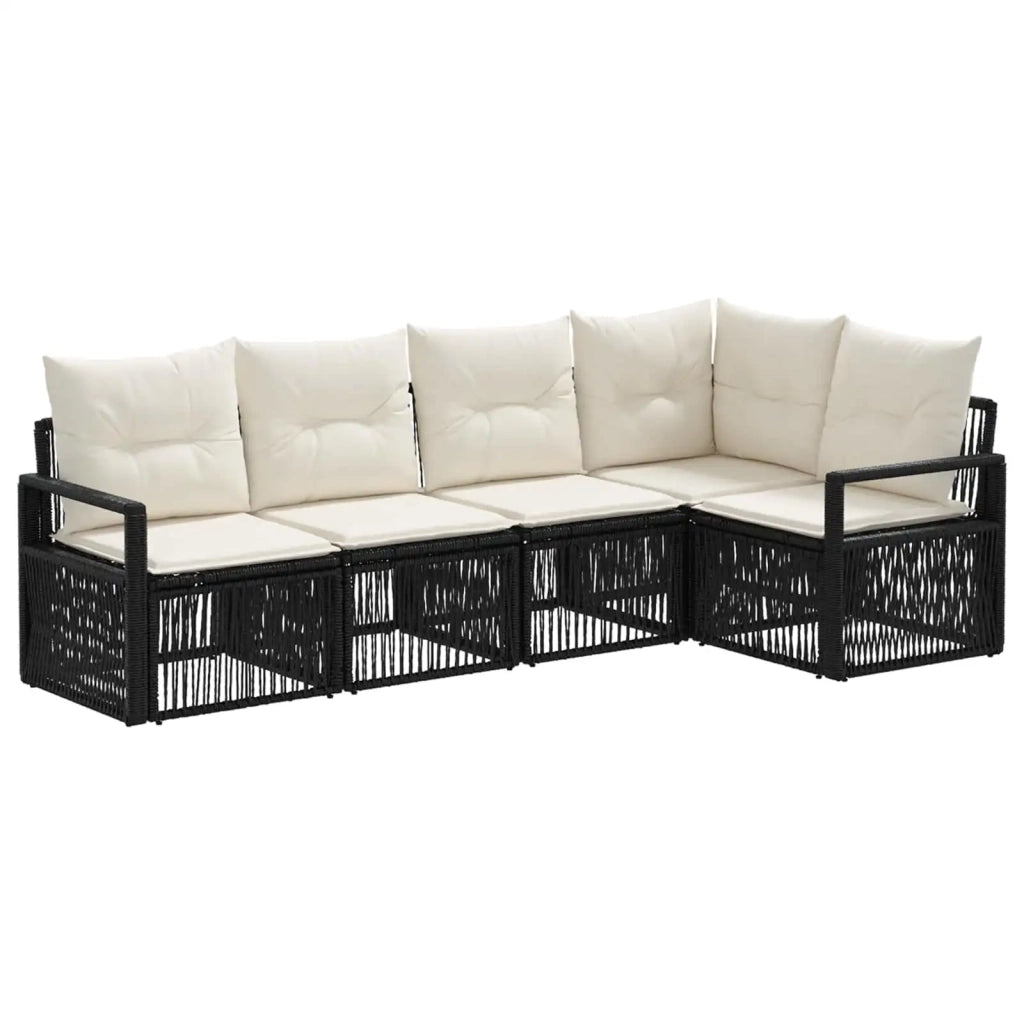 Set Divano da Giardino 5 pz Nero polyrattan 3435709