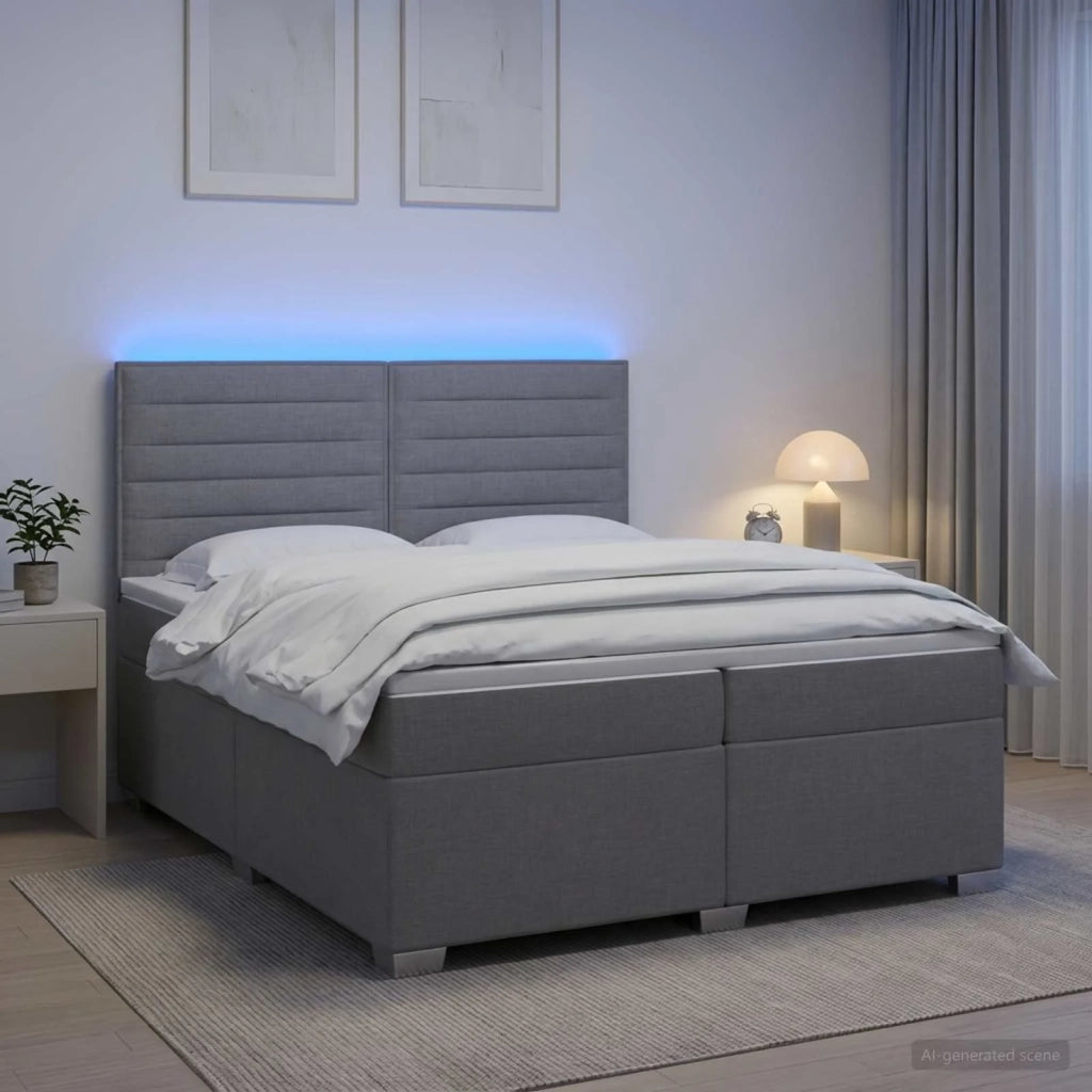 Letto box spring con materasso Grigio Chiaro 200 x 200 cm 3454943