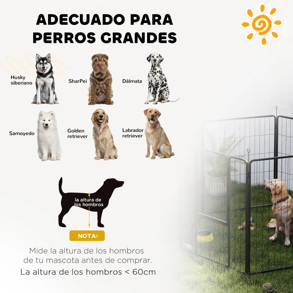 Recinto per Cani 6 Panelli 100 cm con Porta ¨C zephmum ¨C Nero per Interno ed Esterno