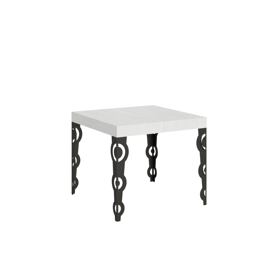 Tavolo allungabile 90x90/246 cm Karayan Bianco Frassino telaio Antracite