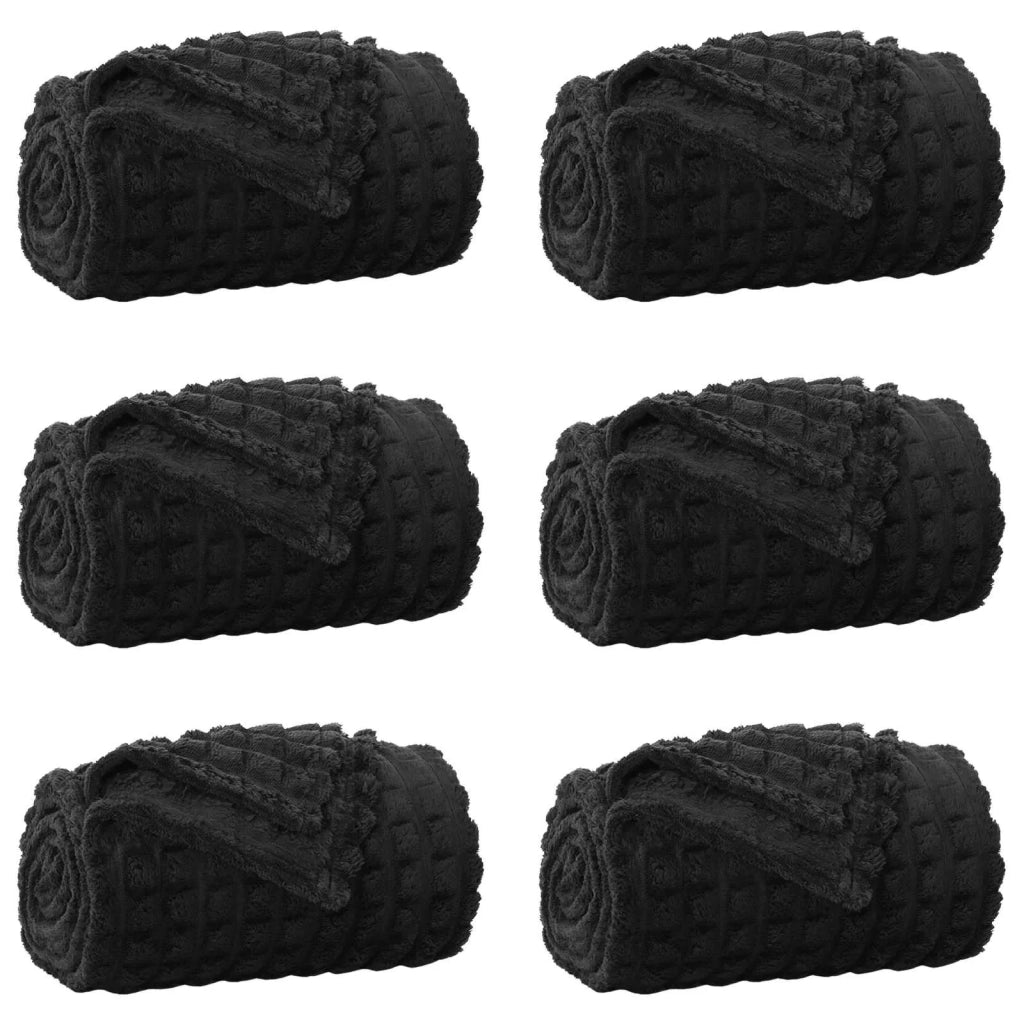 Coperte da Pile 6 pcs Nero 150 x 130 cm Panno 42016961