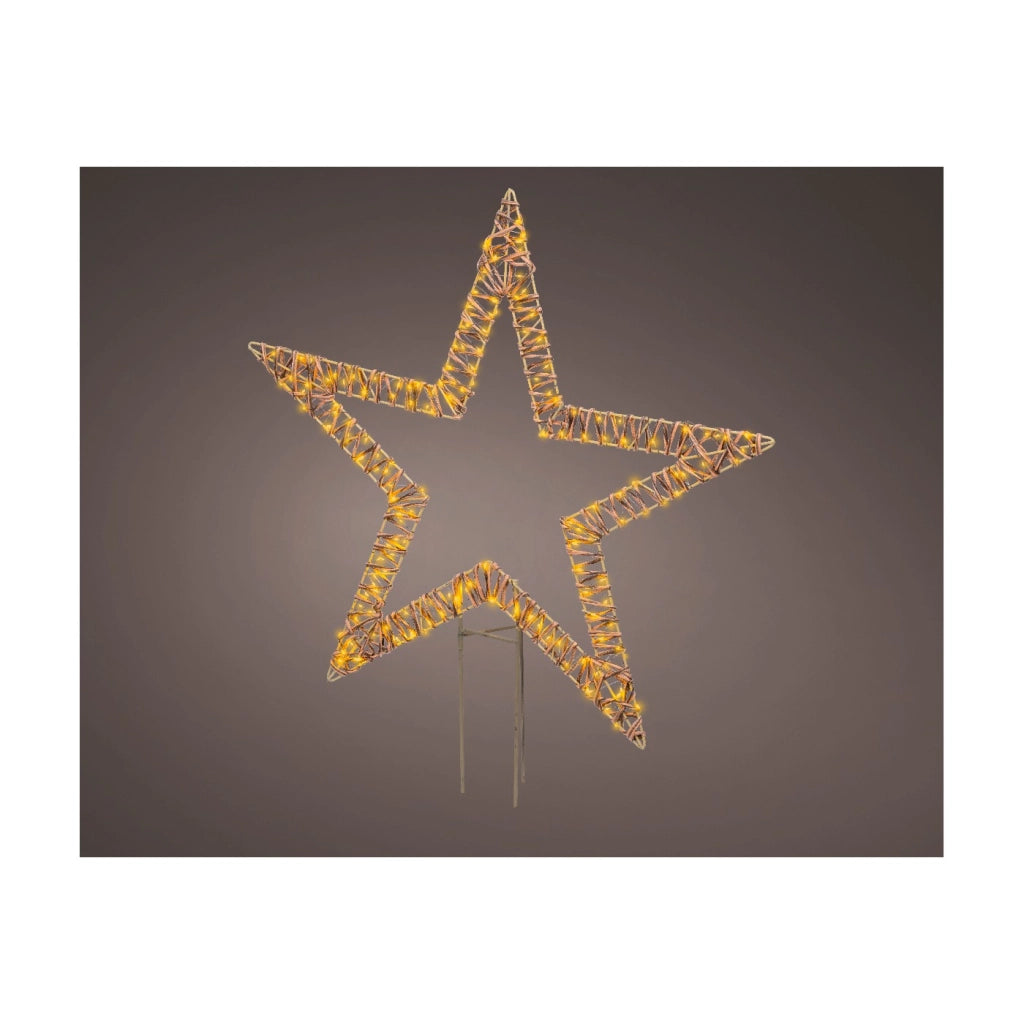 Stella in vimini marrone c/led bianco caldo 76x92cm OUT