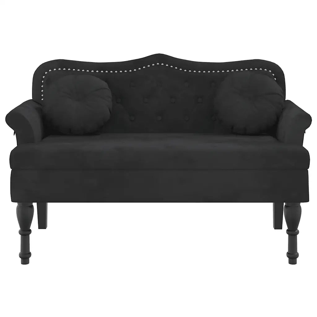 Panca con Cuscini-Sgabello-Divano Nera 120,5x65x75 cm Velluto