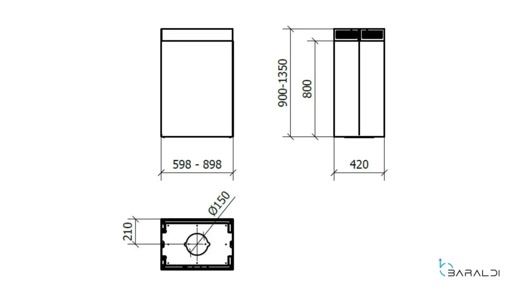 CAPPA GINZA ISOLA cm 60x40 - Nero - 800 m3/h