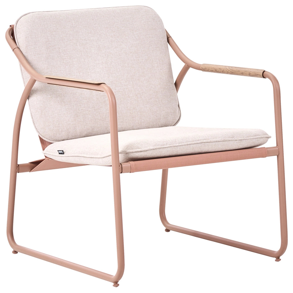 Set da giardino con divano a 4 posti, struttura in acciaio beige, cuscini in olefina e tavolino in vetro temperato: set da per esterni