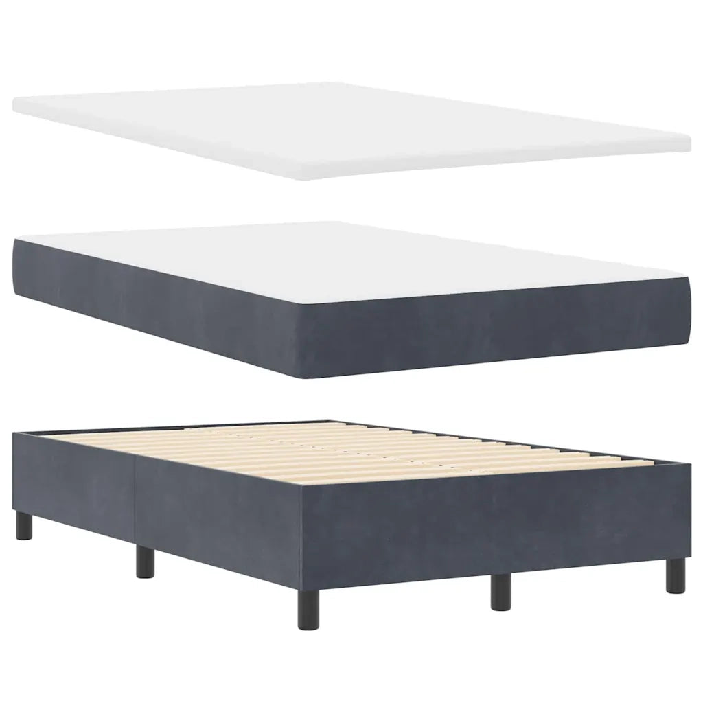 Letto a Sorgente LED Grigio scuro 120 x 200 cm Tessuto