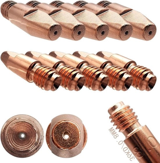 Set di monconi per l'assemblaggio 10 pezzi, monconi per l'assemblaggio con contatto di saldatura 0,8mm M8, monconi per l'assemblaggio per l'assemblaggio MIG/MAG per bruciatori a getto di gas 36KD, accessori per l'assemblaggio sottoposti a fatica