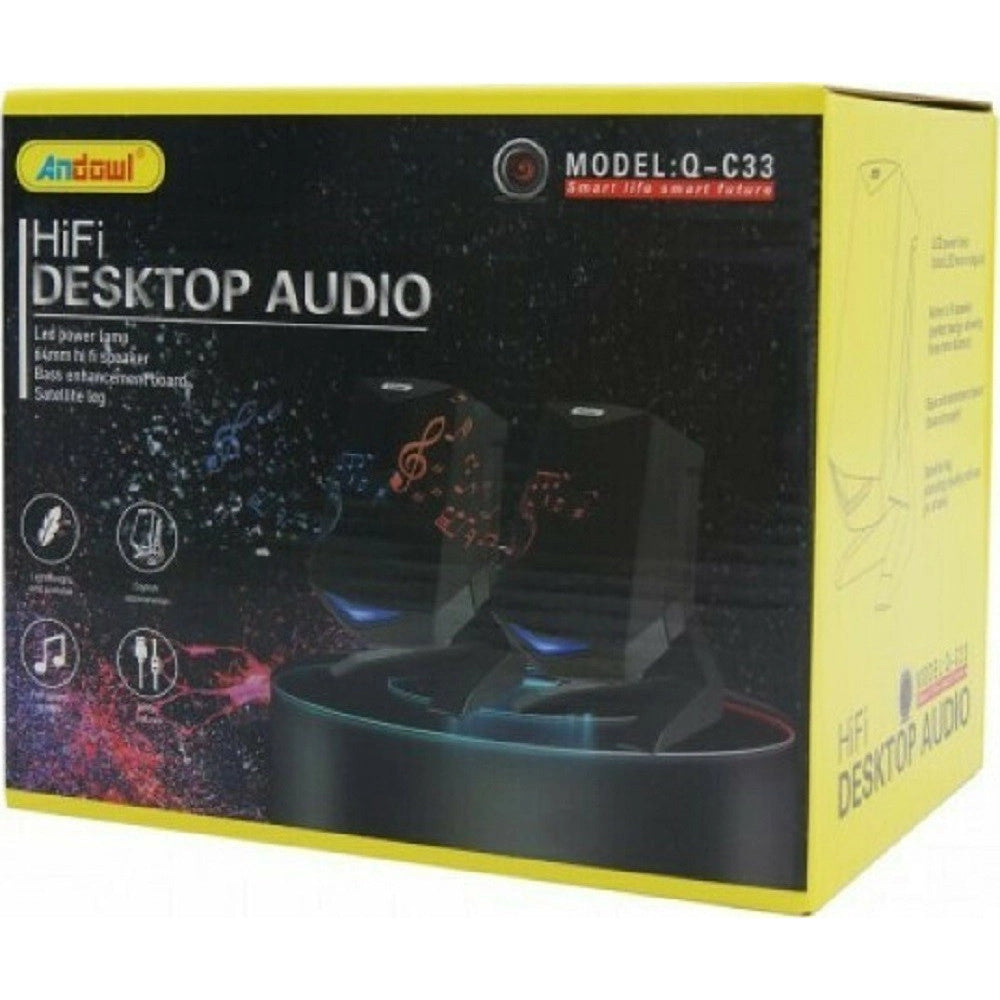 Trade Shop - Altoparlanti 2.0 Per Computer Notebook 3w X 2 Con Illuminazione A Led Usb Q-c33 -