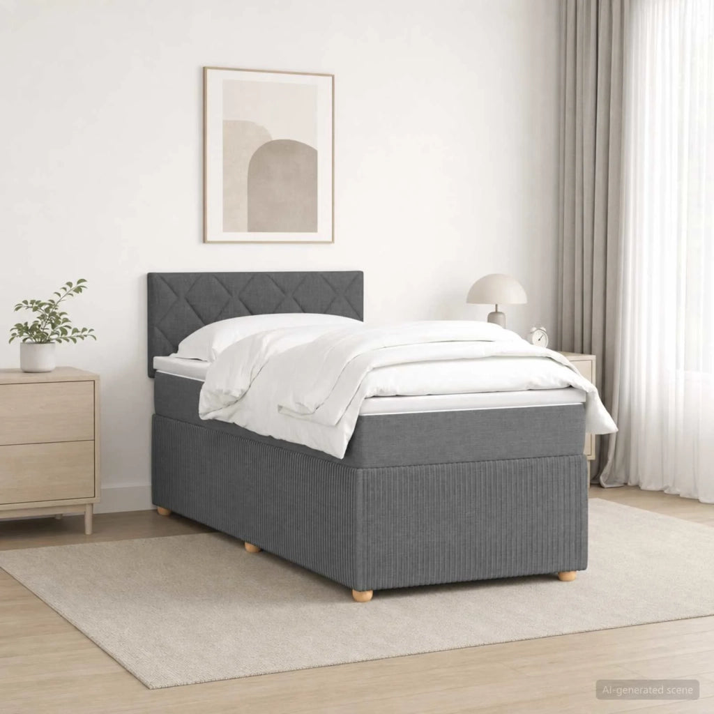 Letto box spring con materasso Grigio Scuro 100 x 200 cm 3452870