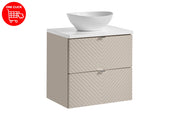 Set mobili bagno 60 cm con piano e lavabo da appoggio Lola Viva Cashmere 60 x 1401 x 40 cm