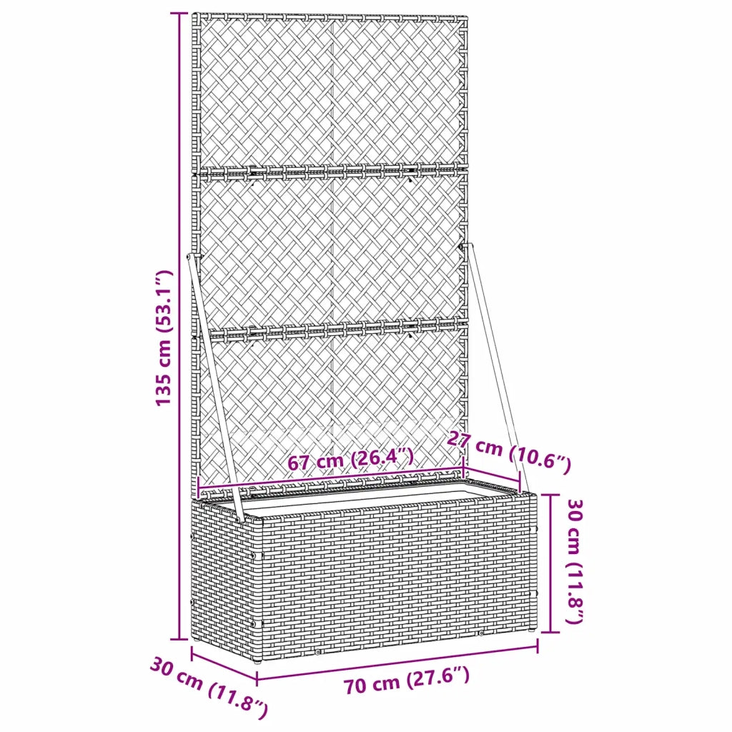 Fioriera a traliccio da giardino Marrone 70 x 30 x 135 cm 366619