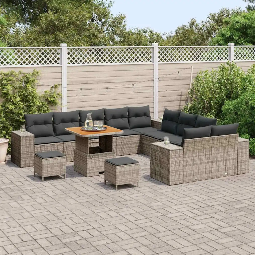 Set Divano da Giardino con cuscino 13 pcs Grigio polyrattan 3362063