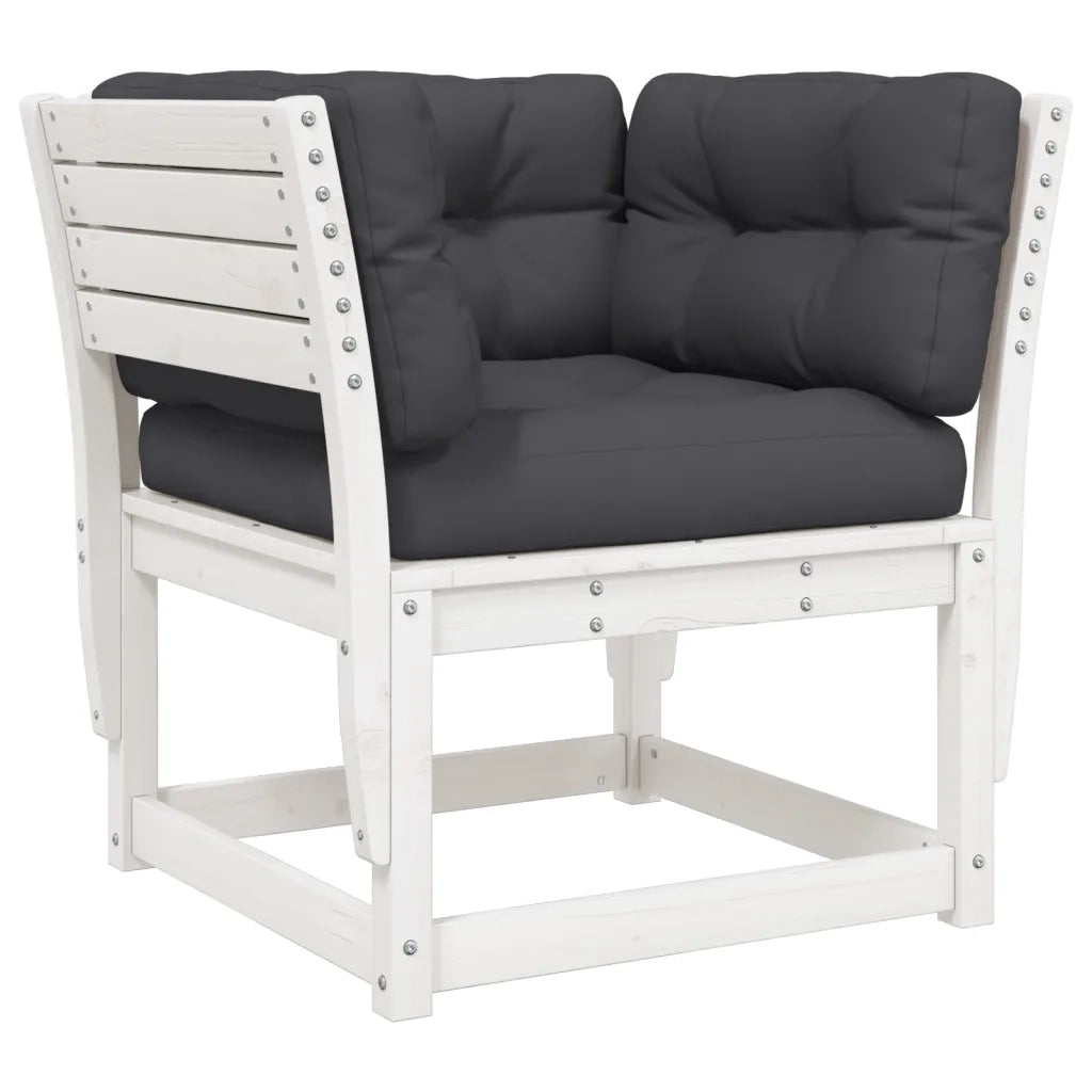 Divano Giardino con Braccioli con Cuscini Legno Pino Bianco 844695